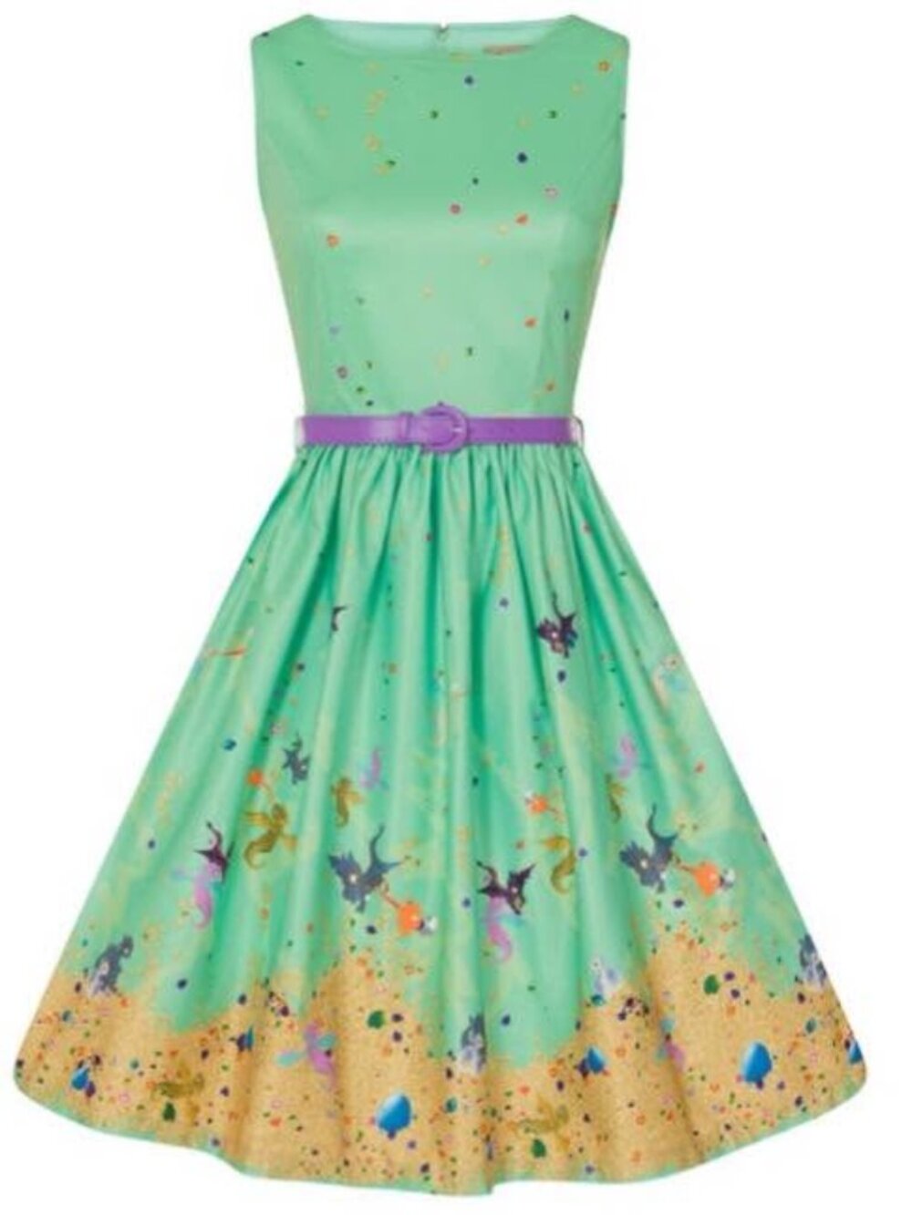 Modcloth Lindy Bop 'Audrey' Green Baby Dragon Print Swing Dress Sz XS US 4